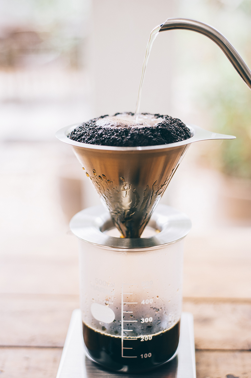 お湯を注いで抽出