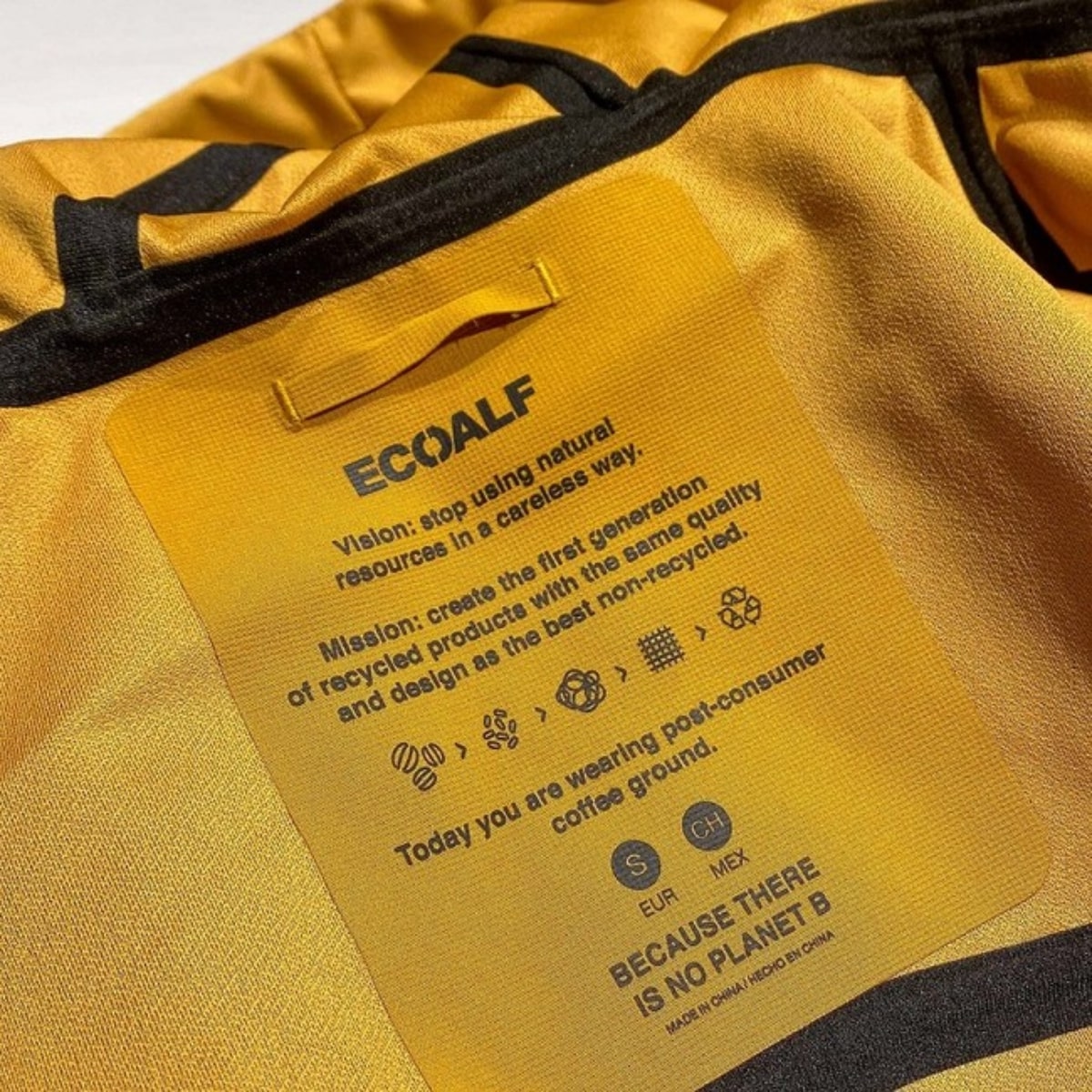 背裏には地球環境を無視した自然資源の活用をしないと英語で記したブラントからのメッセージ