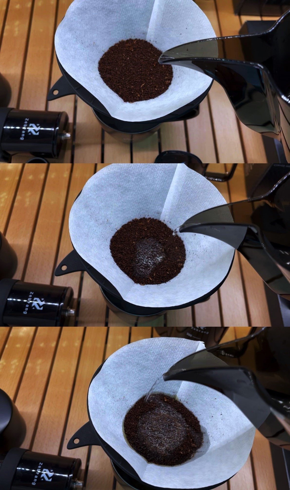 氷が入ったマグのうえに直接ドリップ