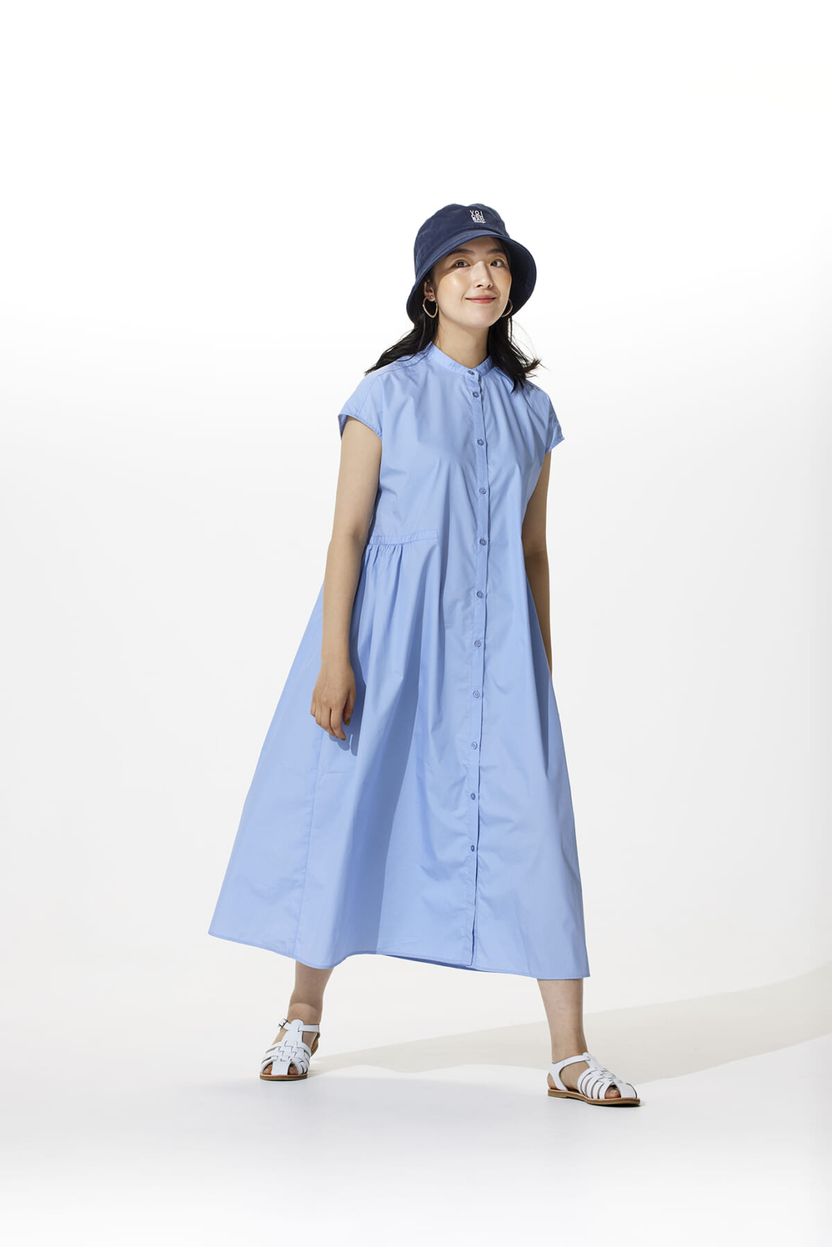 coenギャザーワンピース（ブルー）