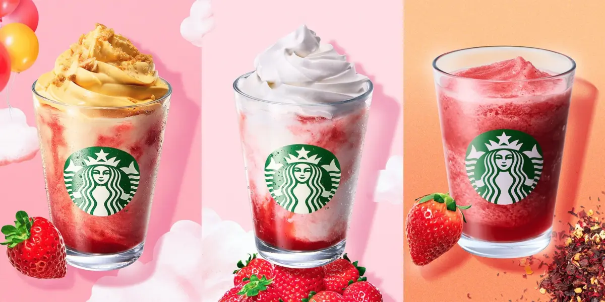 スターバックスの3種類のストロベリードリンク