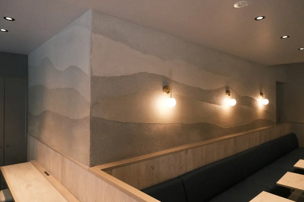 コーヒーグラウンズを再利用した壁面