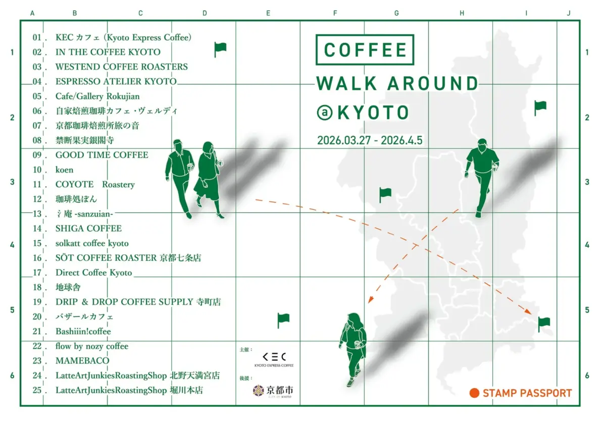 COFFEE WALK AROUND KYOTO 2026 スタンプパスポートマップ