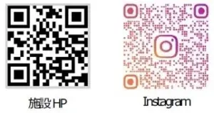 Two QR codes side by side left code labeled HP right code for Instagram