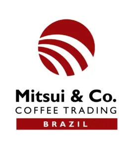 Mitsui  Co Coffee Trading Brazil logo with a red circular emblem above the brand name and a red BRAZIL bar below