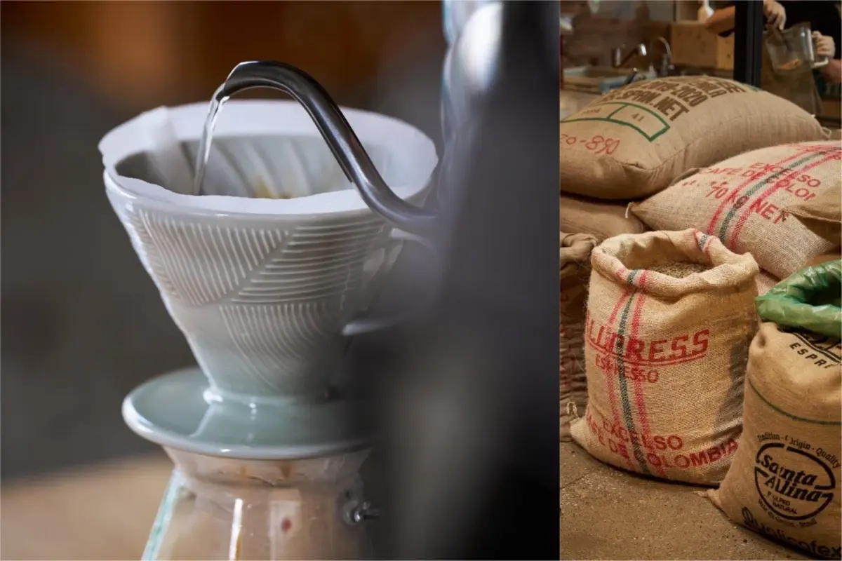 コーヒー豆とハンドドリップ