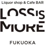 Logo for a liquor shop and cafe bar in Fukuoka with large stylized text LOSSIS MORE