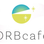 ORBcafe logo circular blue and yellow emblem with a diagonal white slice and star accents paired with the word ORBcafe underneath