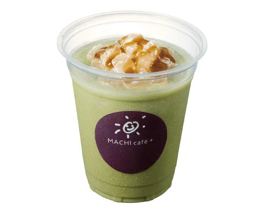 抹茶スムージー、キャラメルソース、角切りトッピング