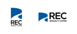 b1e71c765602ccf16be9097f61aee553resized1000x444 | コーヒーステーション REC Specialty Coffee logo left vertical emblem with blue curved shape and REC text below right horizontal logo with blue curved shape and bold REC followed by SPECIALTY COFFEE