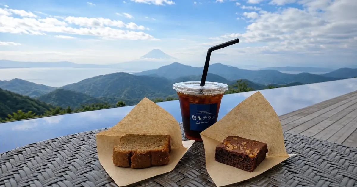 絶景テラスでコーヒーとスイーツ