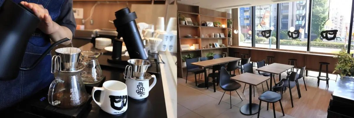 バリスタがコーヒーを淹れる様子