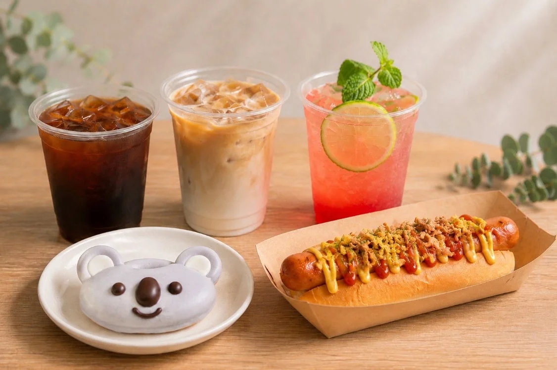 コアラカフェで提供されるドリンクとフード