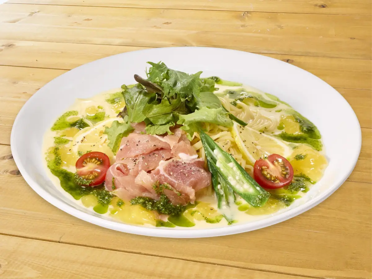 冷製 生ハムのレモンクリームパスタ