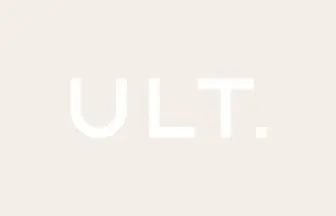 ULT in white text centered on a pale beige background minimalist logo