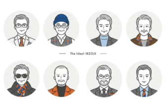 Eight illustrated men in circular frames arranged in two rows part of The Ideal IKEOJI lineup