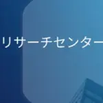 Blue gradient banner featuring the Japanese company name 株式会社マーケットリサーチセンター and the URL wwwMarketResearchjp with a glass building background