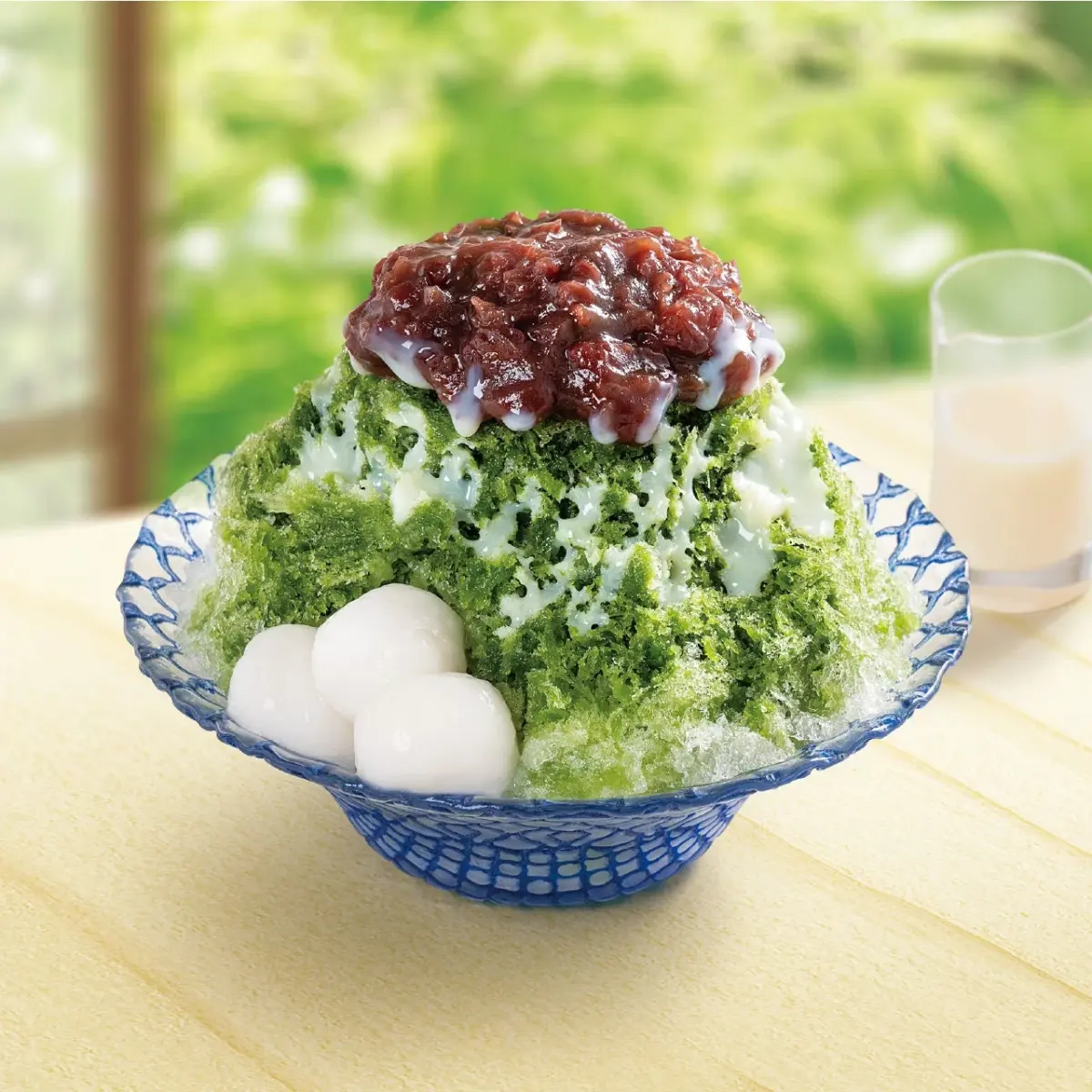 椿屋特製かき氷 南山園 西尾抹茶使用 抹茶金時 練乳添え