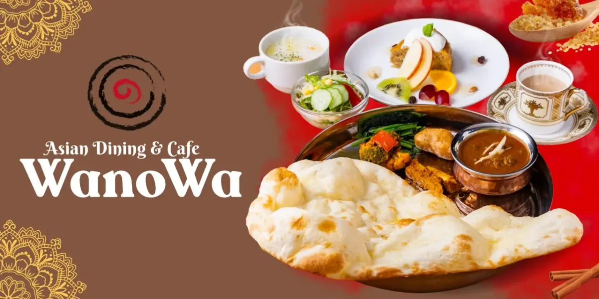 カレーとナンを中心としたアジア料理のセットメニュー