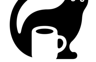 Cafe logo with a black cat wrapping around a white coffee cup and the text CAFFÈ VELOCE beneath.