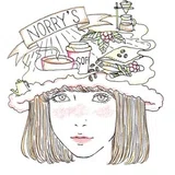 Whimsical illustration of a young girl with a cloud and dessert hat featuring a banner that reads MORRYS