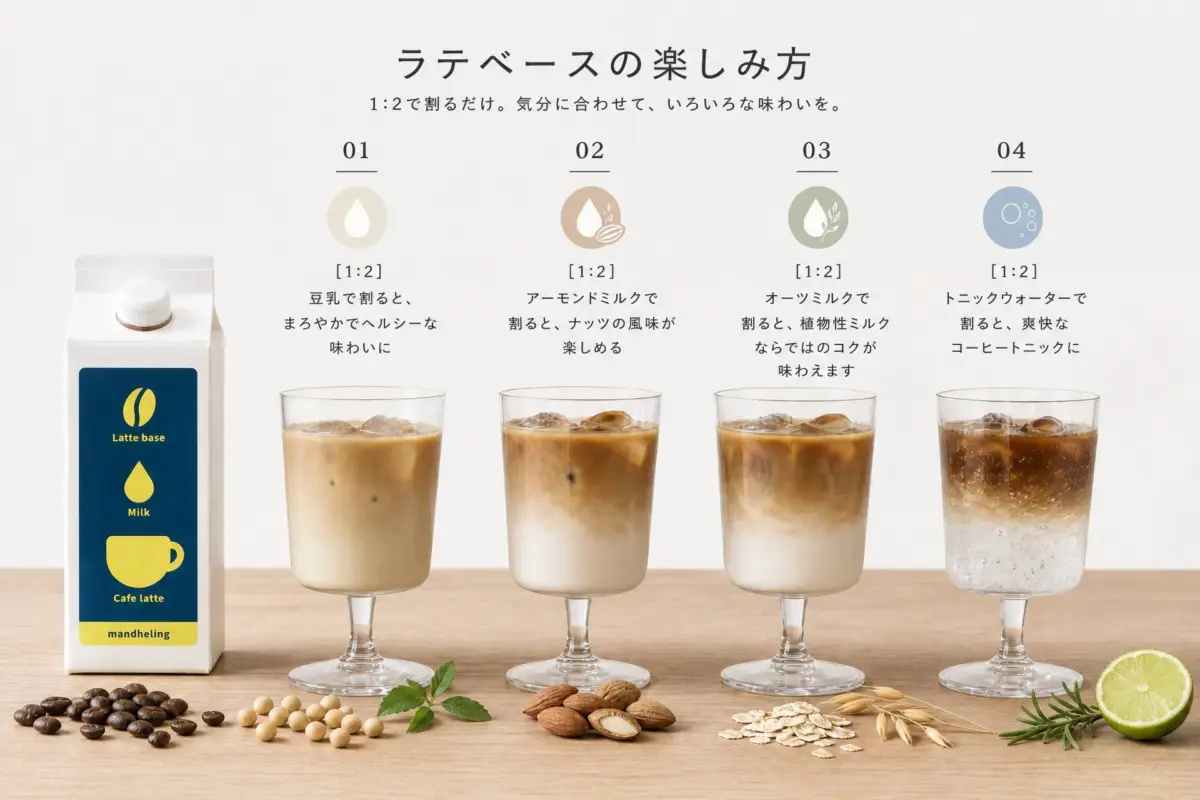 ラテベースの様々な割り方を提案する画像