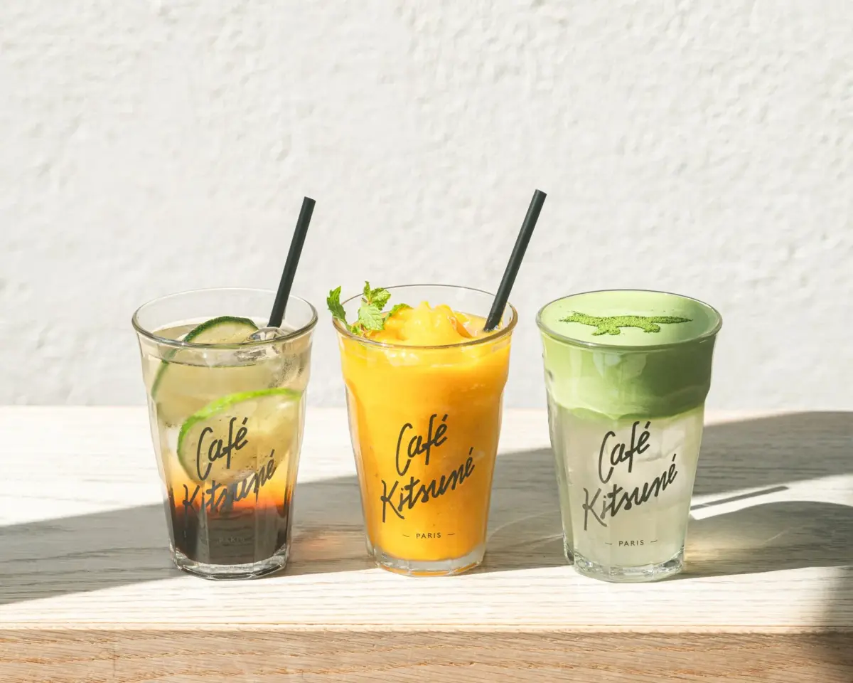 Cafe Kitsunéの3種類の冷たいドリンク