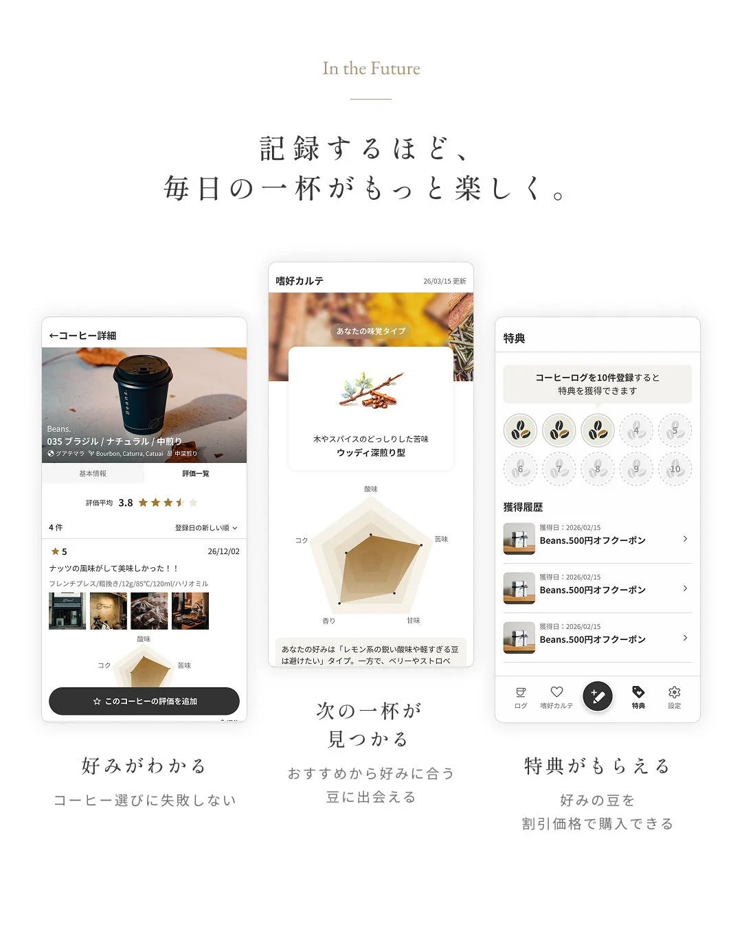 Coffee Paletteアプリの特典画面