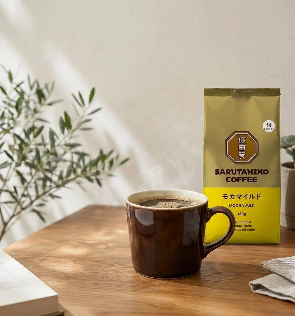 温かいコーヒーとモカマイルドのパッケージ