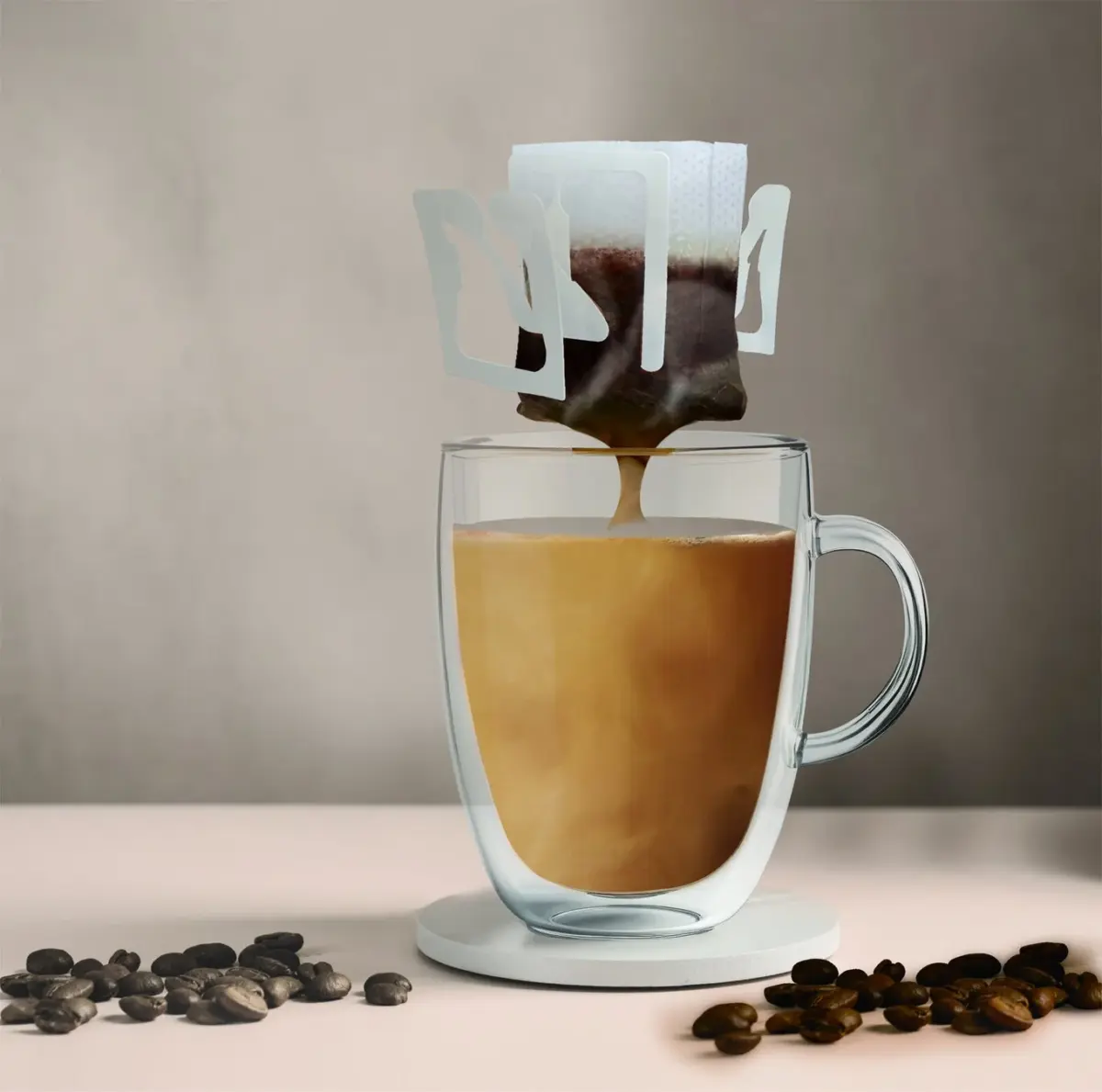 抽出中のカフェオレ