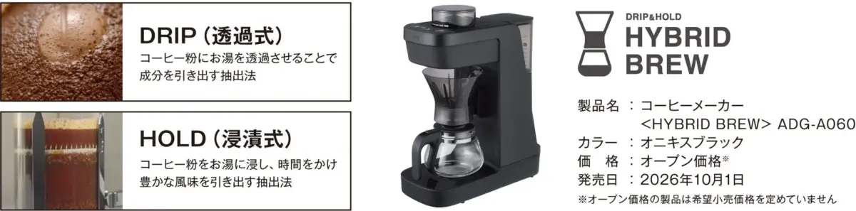 DRIPとHOLDの2つの抽出方式を組み合わせたコーヒーメーカーの紹介