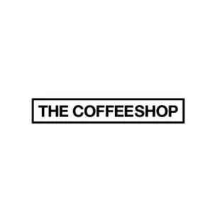 Logo reading THE COFFEESHOP in a black outlined rectangular frame on a white background