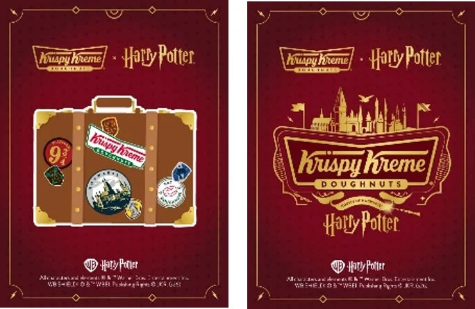ハリーポッター,クリスピークリーム,ドーナツ,コラボレーション,プロモーション,ポスター,魔法,ホグワーツ,旅行鞄,ロゴ