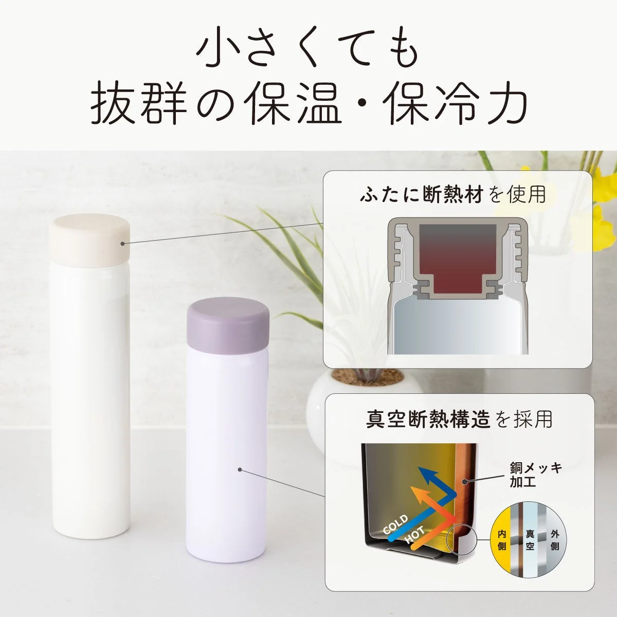 小さくても抜群の保温・保冷力