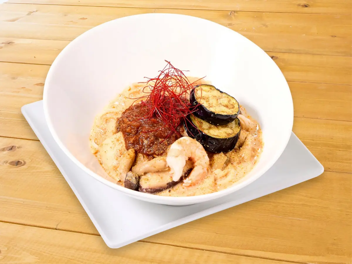 エビとナスのクリーミーなパスタ
